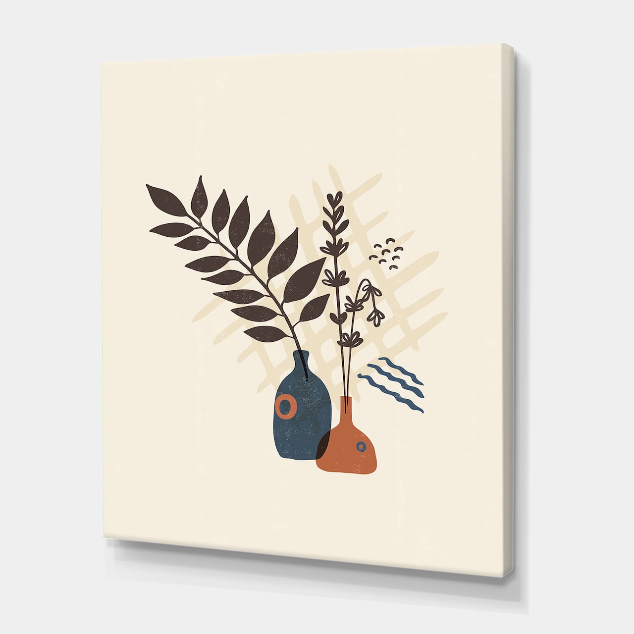 Designart - Vintage Boho Minimalistic Flowers I - Modern Canvas Wall Art Print